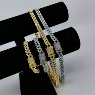 Hip-hop europeu e americano hipster cubano corrente cravejada de diamantes 8mm em uma única fileira 3 homens de diamante senhora hiphop mão colar