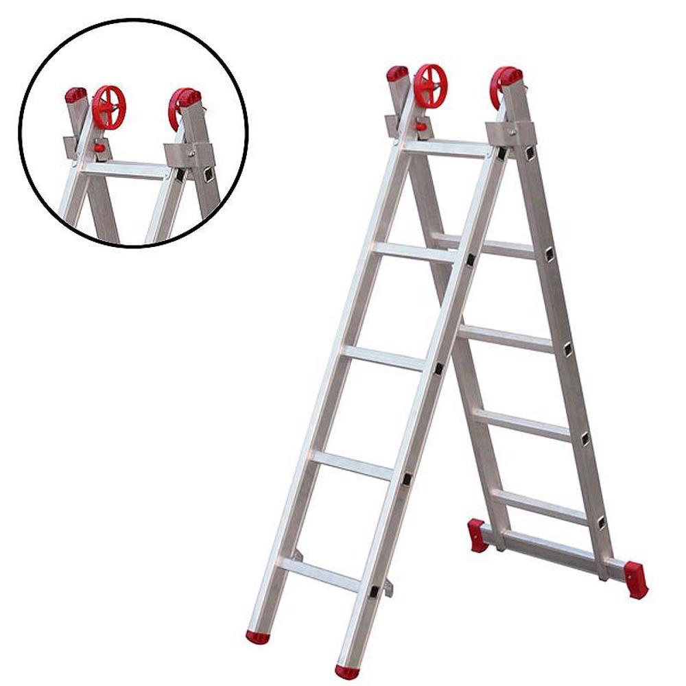 Escada de Alumínio Extensiva 5 Degraus 1.57 x 2.20 Metros EVALD em Oferta na Shopee