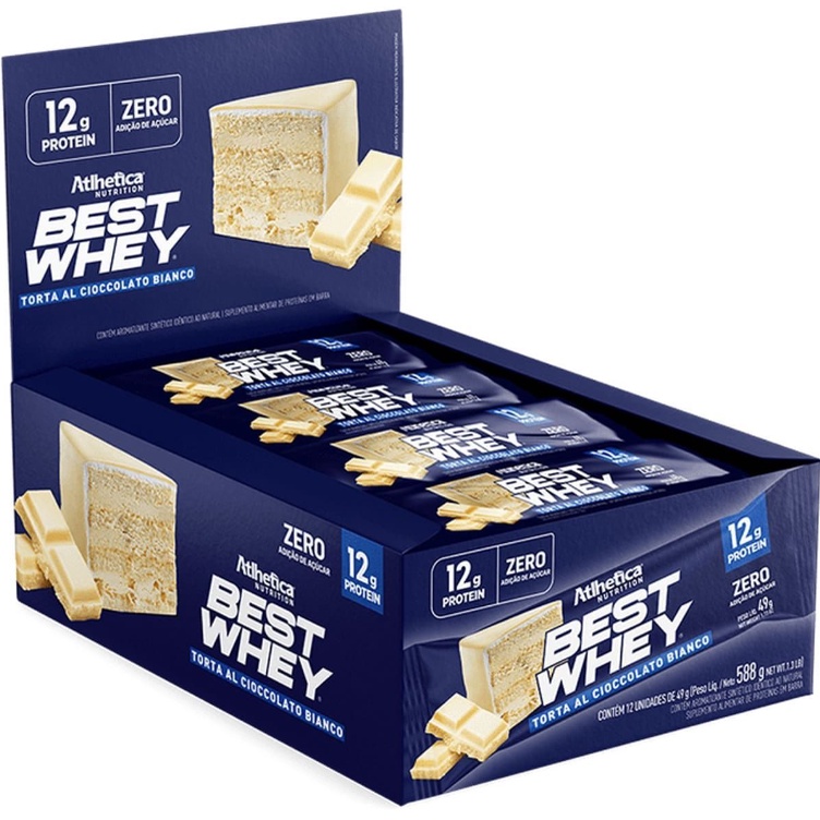 Best Whey Bar Torta Al Cioccolate Branco 12x49g - Atlhetica