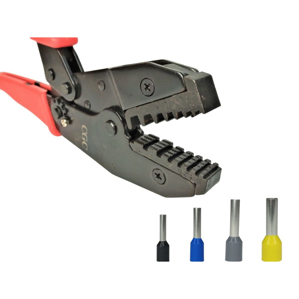 Kit Alicate de Crimpar Terminal tubular ilhós 0,5 a 16 mm² e 500 Terminais Ilhos Nylon Retardante a Chama