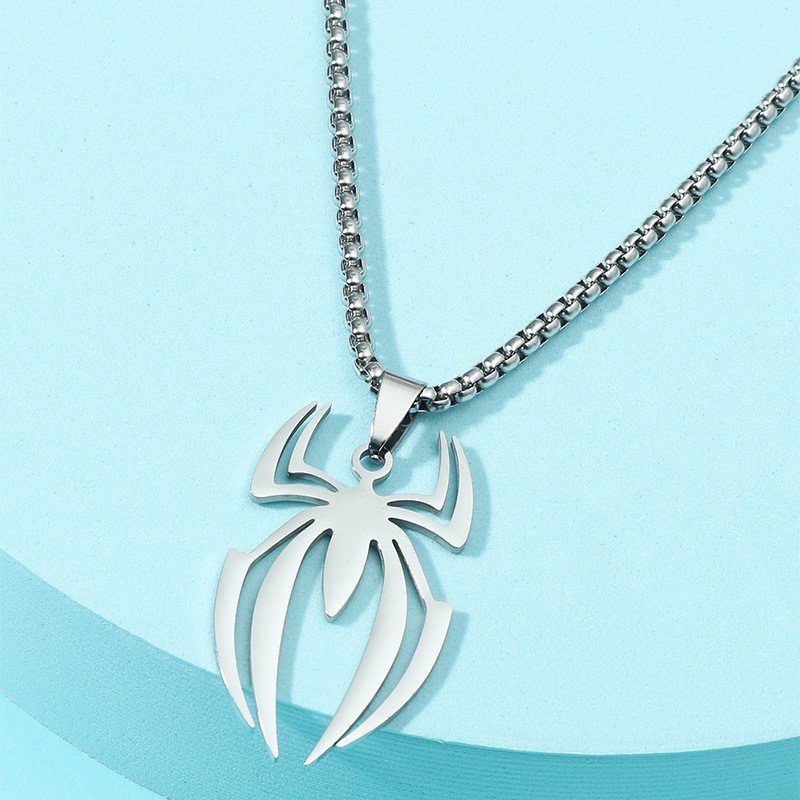 Colar Com Pingente De Aranha Masculino Moda Aço Inoxidável Banhado A Ouro Acessório De Festa Punk