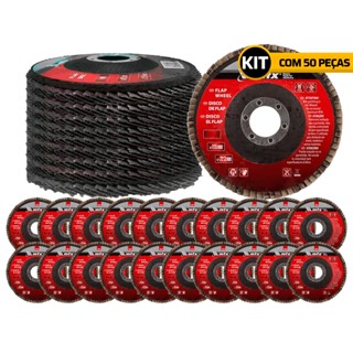 KIT 50 DISCO DE DESBASTE TIPO FLAP, GRAO 40, 115 MM X 22 MM//MTX