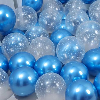Balões Bexigas Azul Metalizado e Estrelinha - 10 unidades
