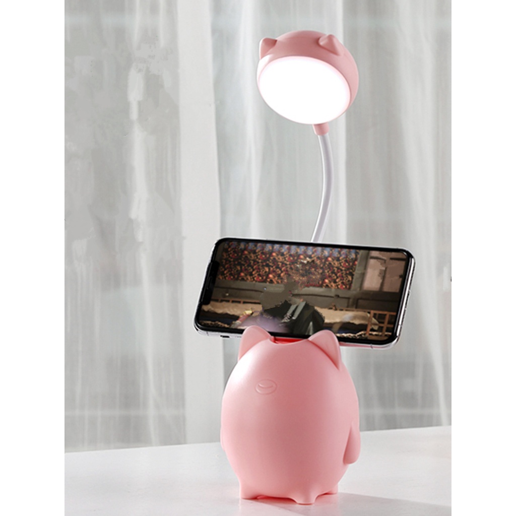 Luminária Abajur De Mesa para celular Sofisticada Flexivel Botao 3 Níveis de Luz Recarregável