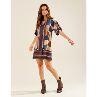 Vestido Zinzane Feminino Curto Estampado Milene - Azul Marinho