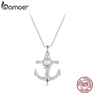 BAMOER 925 Colar De Prata Anchor Ocean Series Jóias De Moda Ajustáveis Para Presentes De Aniversário Feminino