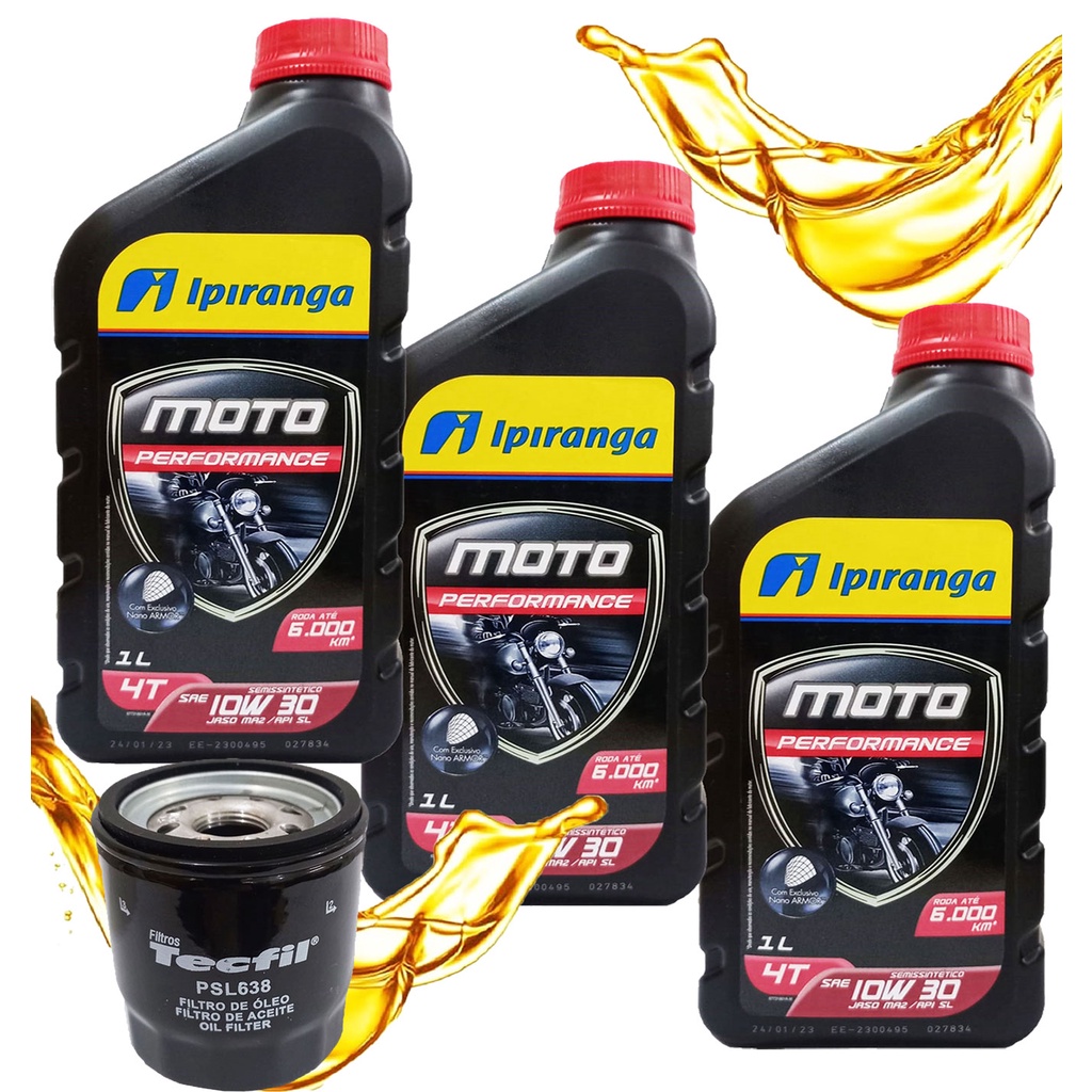 Troca de Óleo Cb 500x / Cb 500f / Cbr 500 / Cb 650f / Cbr 650f Ipiranga 10w30 + Fitro em Oferta na Shopee