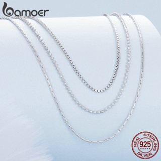 BAMOER 925 Colar De Prata Em Camadas Três Corrente De Jóias De Luxo Design De Moda Para Mulheres