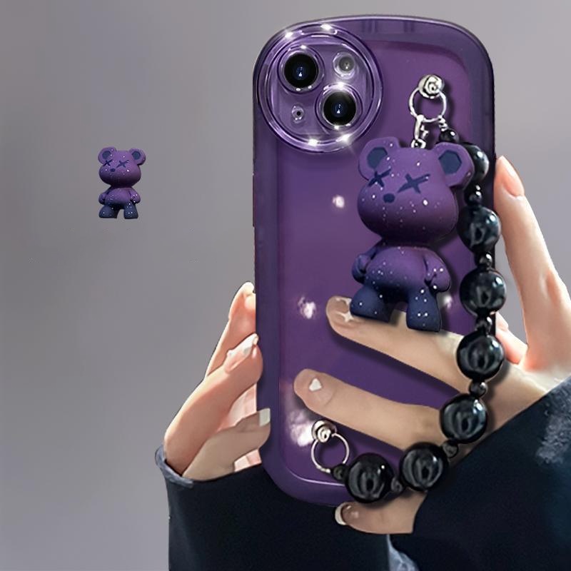 Capinha Para Samsung Galaxy A33 A34 A50 A30S A51 A71 4G A52 A52S A53 A54 A70 A72 A73 5G A750 S8 S9 S10 Plus Rendy Luxuoso Urso Violento Pulseira Antiqueda De Celular Macia