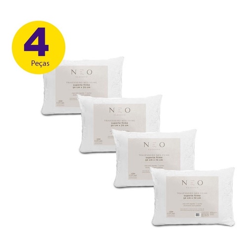 Kit 4 Travesseiro Neo Prime Ecopluma Percal 100% Algodão 233 Fios Camesa em Oferta na Shopee
