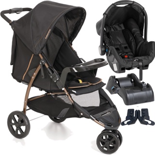 Carrinho com Bebe Conforto Base Galzerano Cross Preto Cobre em Oferta na Shopee