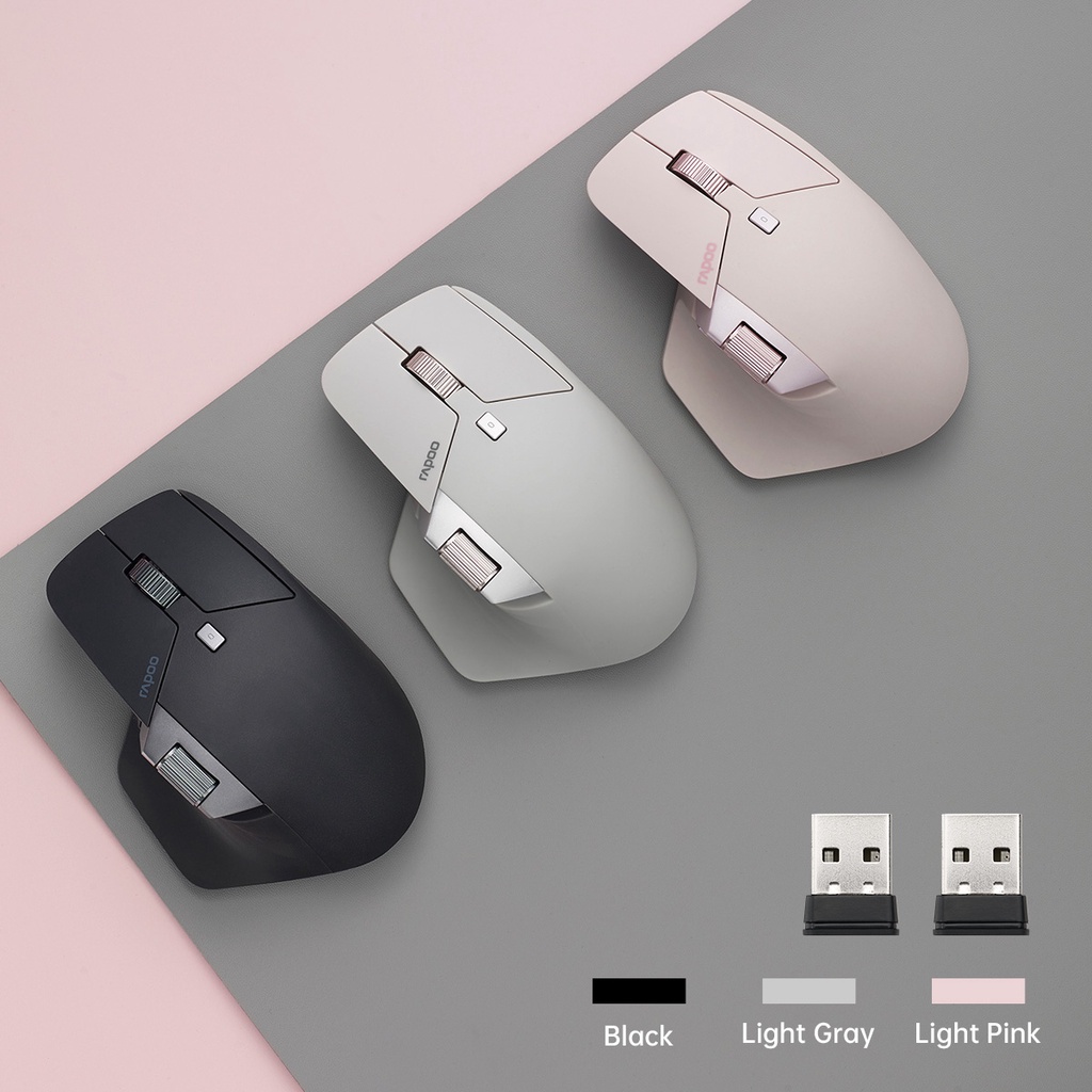 Rapoo-MT760L Wireless Mouse Multimodo Recarregável Ergonômico 3200 DPI Fácil Switch Até 4 Dispositivos Bluetooth Escritório