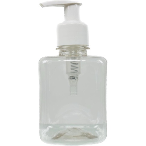Frasco Pet Saboneteira Transparente 250ml C/ Bico Pato Pump Plastico Branco Preto