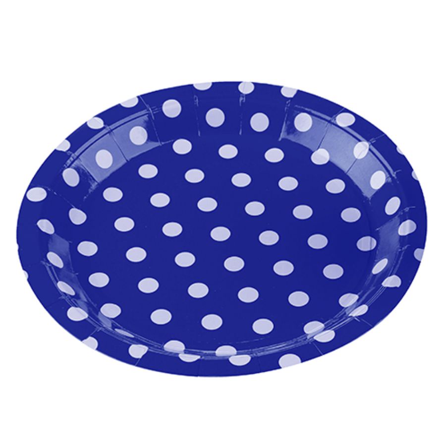 Prato Papel Biodegradável Poa Azul - 10 unidades - 18 cm - Silver Festas