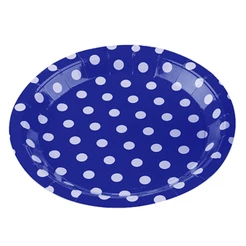 Prato Papel Biodegradável Poa Azul - 10 unidades - 18 cm - Silver Festas