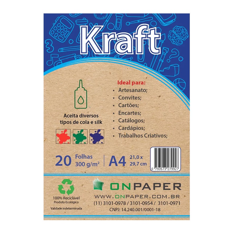 Papel Kraft A4 300g 210x297 com 20 folhas On Paper em Oferta na Shopee