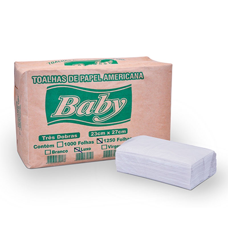 Papel toalha interfolha 3 dobras Luxo 23x27 com 1250 fls Baby em Oferta na Shopee