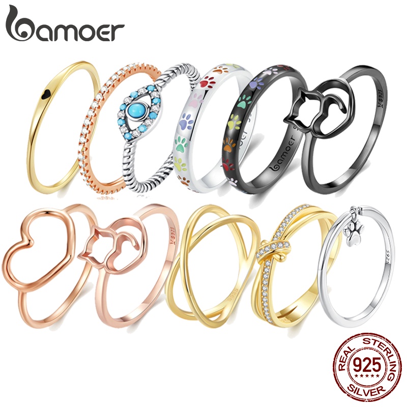 Prata Bamoer 925 Simples Anel De Amor Jóias De Moda Para Meninas Tamanho 9 em Oferta na Shopee