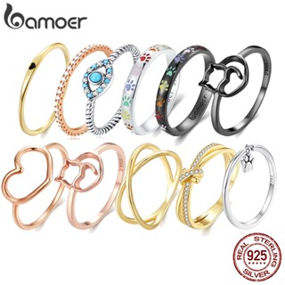 Prata Bamoer 925 Simples Anel De Amor Jóias De Moda Para Meninas Tamanho 9