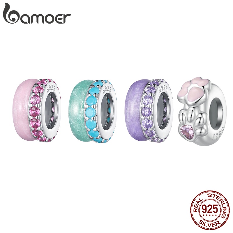 Bamoer 925 Prata Esterlina Três Cores Espaçadores De Silicone Segurar Jóias De Moda Sem Escorregamento Presente em Oferta na Shopee