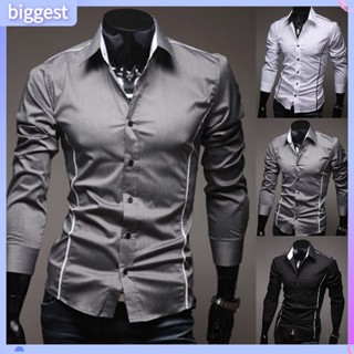/ BIGTY/Camisa De Homem Outono Fina Formal De Um Peito Para O Trabalho