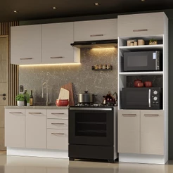 Armário de Cozinha Completa 270cm Branco/Crema Agata Madesa 08