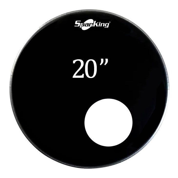 Pele Resposta Bumbo 20'' Preta Spanking Drums Com Furo 631