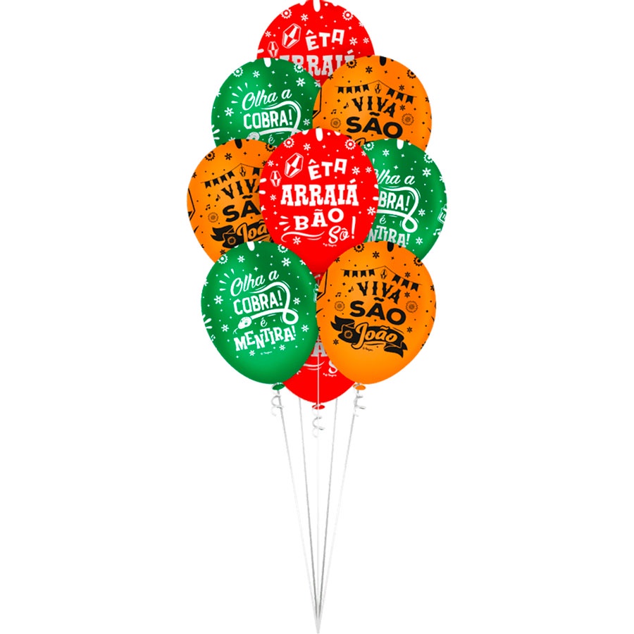 Balão de Festa Látex Decorado Arraiá - 10 unidades - Regina - Rizzo em Oferta na Shopee
