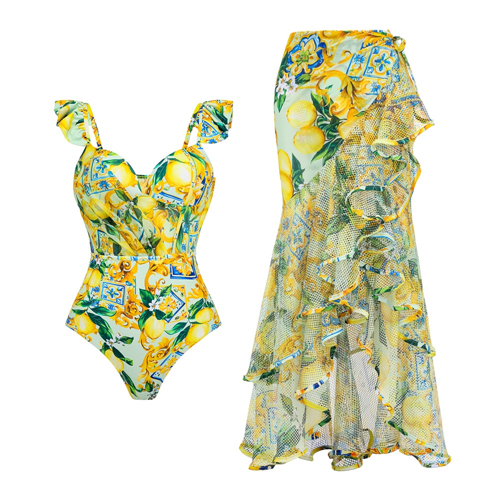 Maio feminino praia Fato de banho One-Piece Swimsuit feminino saida de praia férias Biquíni vestido de praia