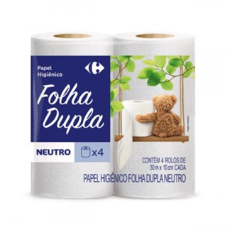 Papel Higiênico Folha Dupla 30 Metros Neutro com 4 Unidades Carrefour