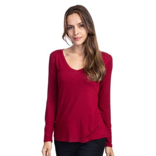Blusa Feminina Gola V Vinho