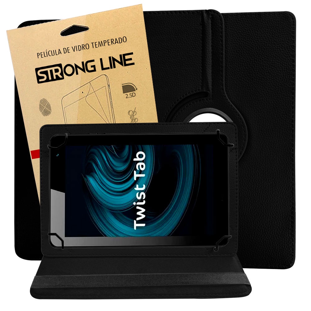 Capa Capinha Tablet Positivo Twist T770 7 Polegadas Giratória Anti Impacto + Pelicula de Vidro