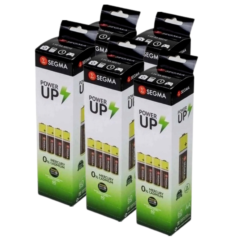 Kit 5 Pilhas Caneta Aa Caixa C/ 60 Unidades Durável Segma