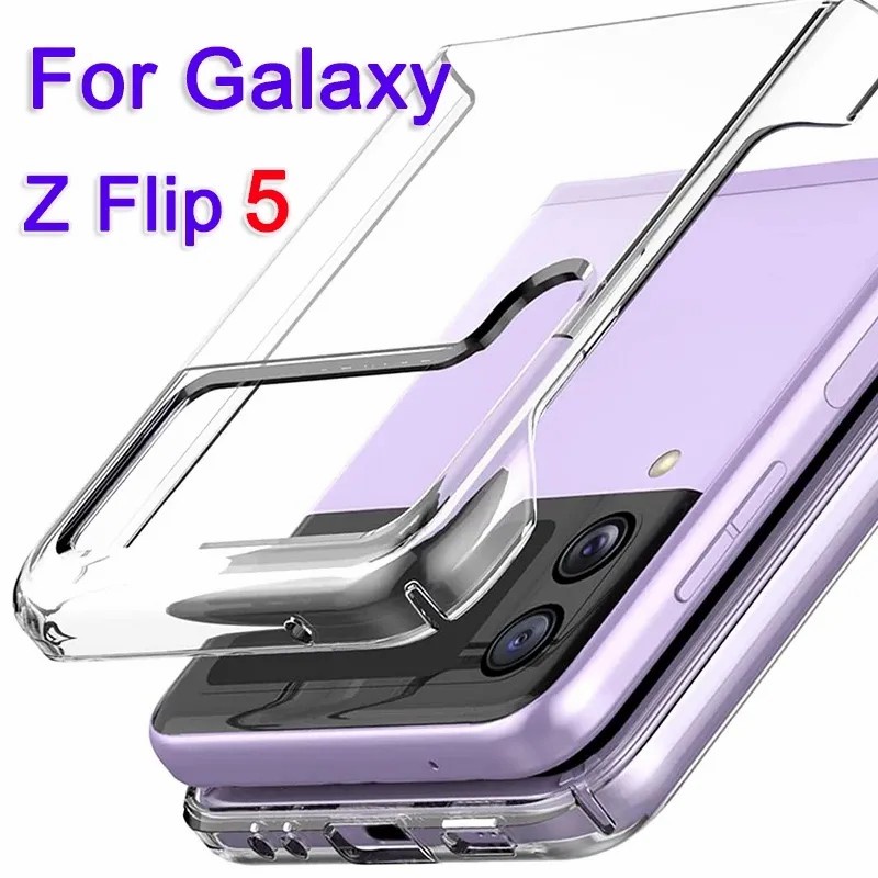 Estojo Simples Transparente/Compatível Com Samsung Galaxy Z Flip 5/Shockproof Smartphone Back Protector/Scratch Resistant Bumper