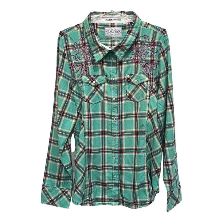 Camisa Derde De Manga Longa Fem Moda Cauntry