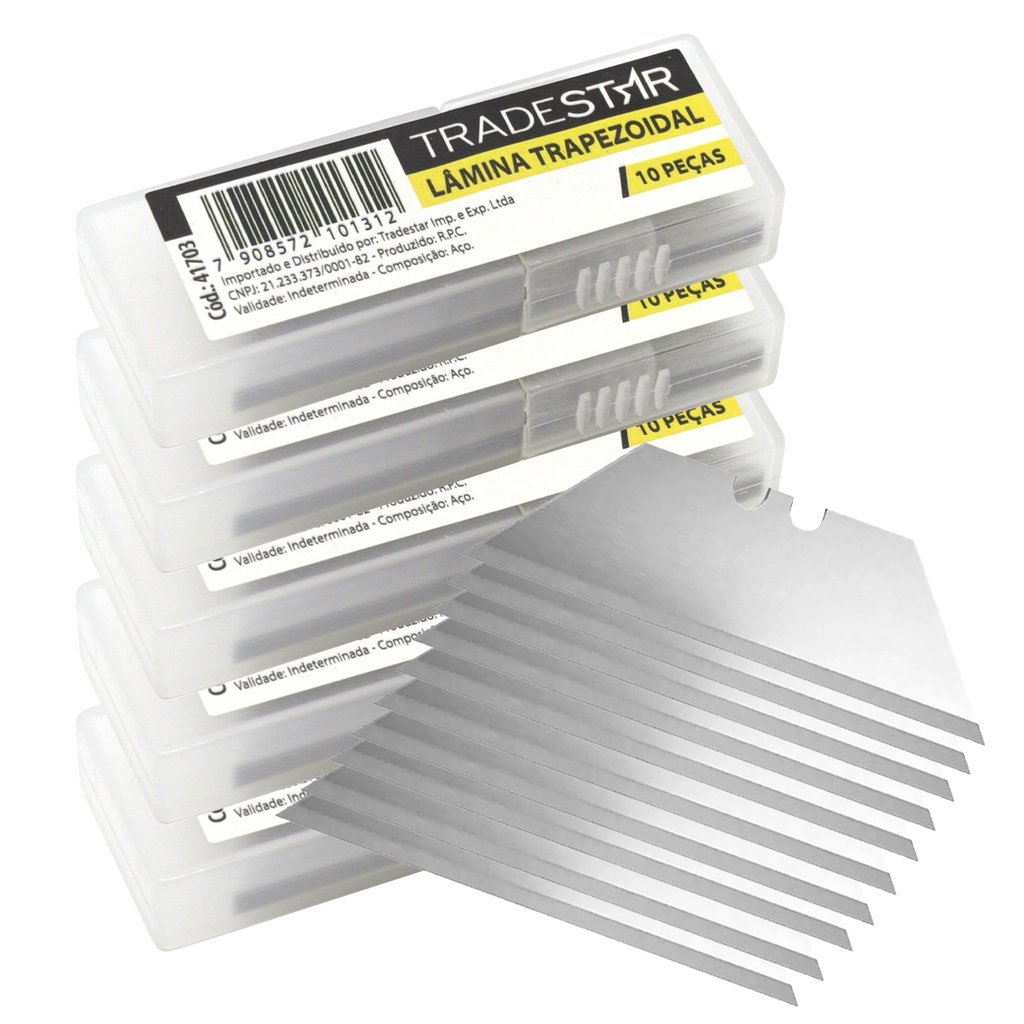 KIT 50 Lâminas Para Estilete Auto-retrátil Trapezoidal