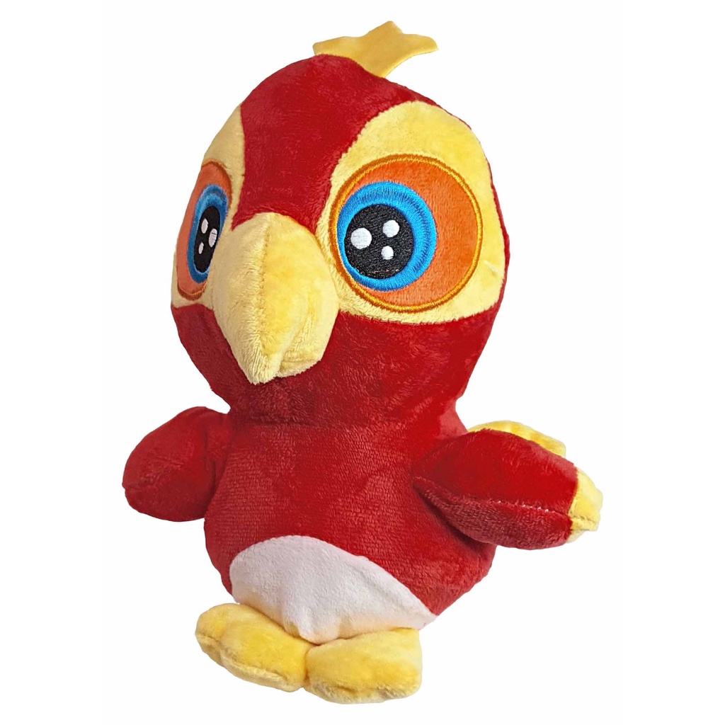 Passaro De Pelúcia Ave Olhos Bordados 20Cms - Passarinho Vermelho