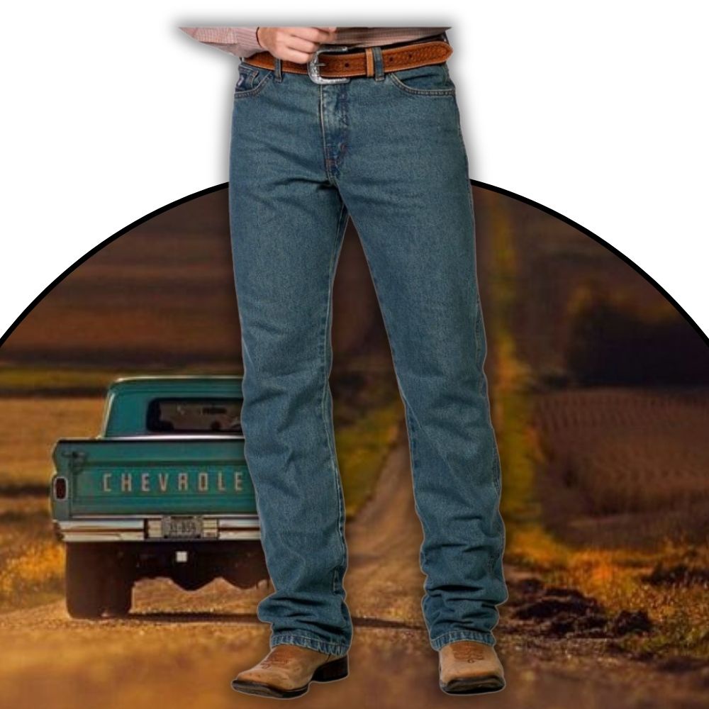 Calça Masculina Country Jeans Azul Corte Reto Para Usar com Bota Texana Pecuária Rodeio Barretos