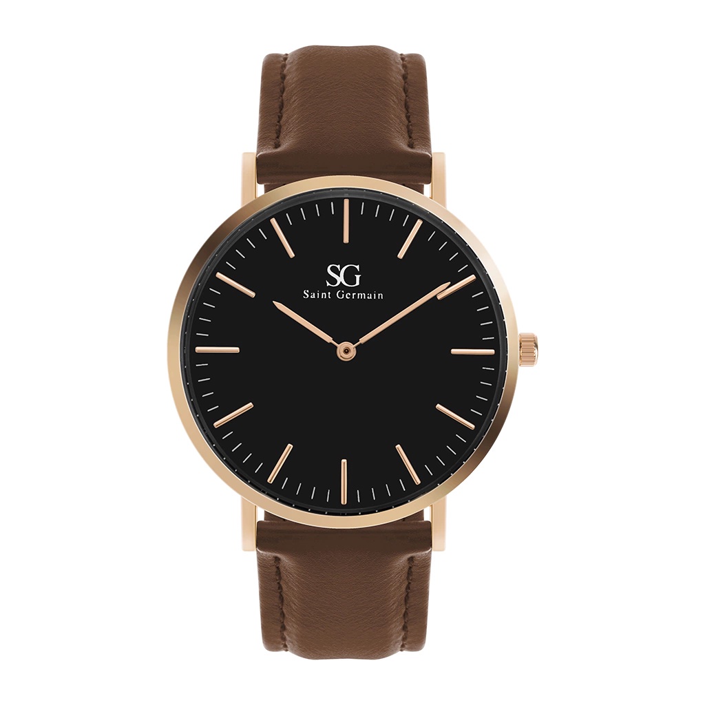 Relógio Masculino Marrom Saint Germain Bronx Black Rosé Gold Fundo Preto 40mm - Watches