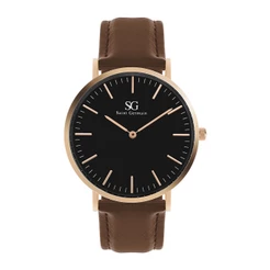 Relógio Masculino Marrom Saint Germain Bronx Black Rosé Gold Fundo Preto 40mm