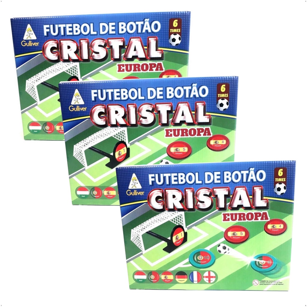 Kit 3x Futebol de Botão Cristal com 6 Times Europa Gulliver - 0350