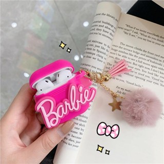 Barbie Bluetooth Caixa De Fone De Ouvido Para Airpods Pro 1 2 3 Arco De silicone Rosa Capa Macia Com Pingente De Pelúcia