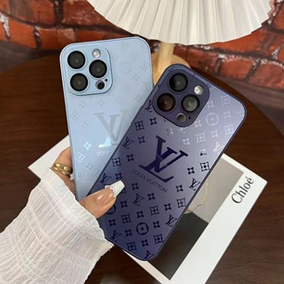 Capa Protetora De Vidro HD Premium Para iphone 11 12 13 14 ProMax 3D Eroded Embossed LV Pattern De Cobertura Total Da Lente