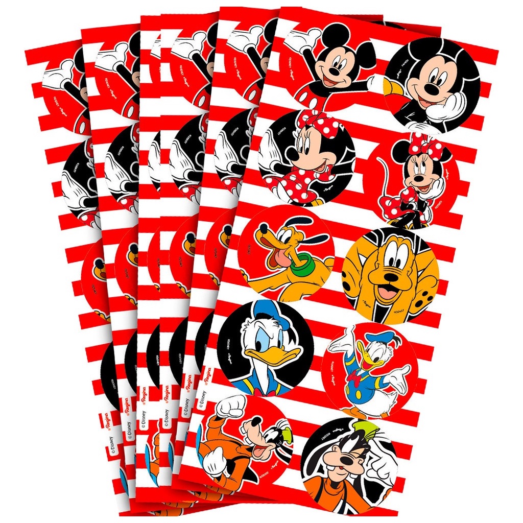 Adesivo Redondo Festa Mickey Mouse 30 Unidades - Regina em Oferta na Shopee