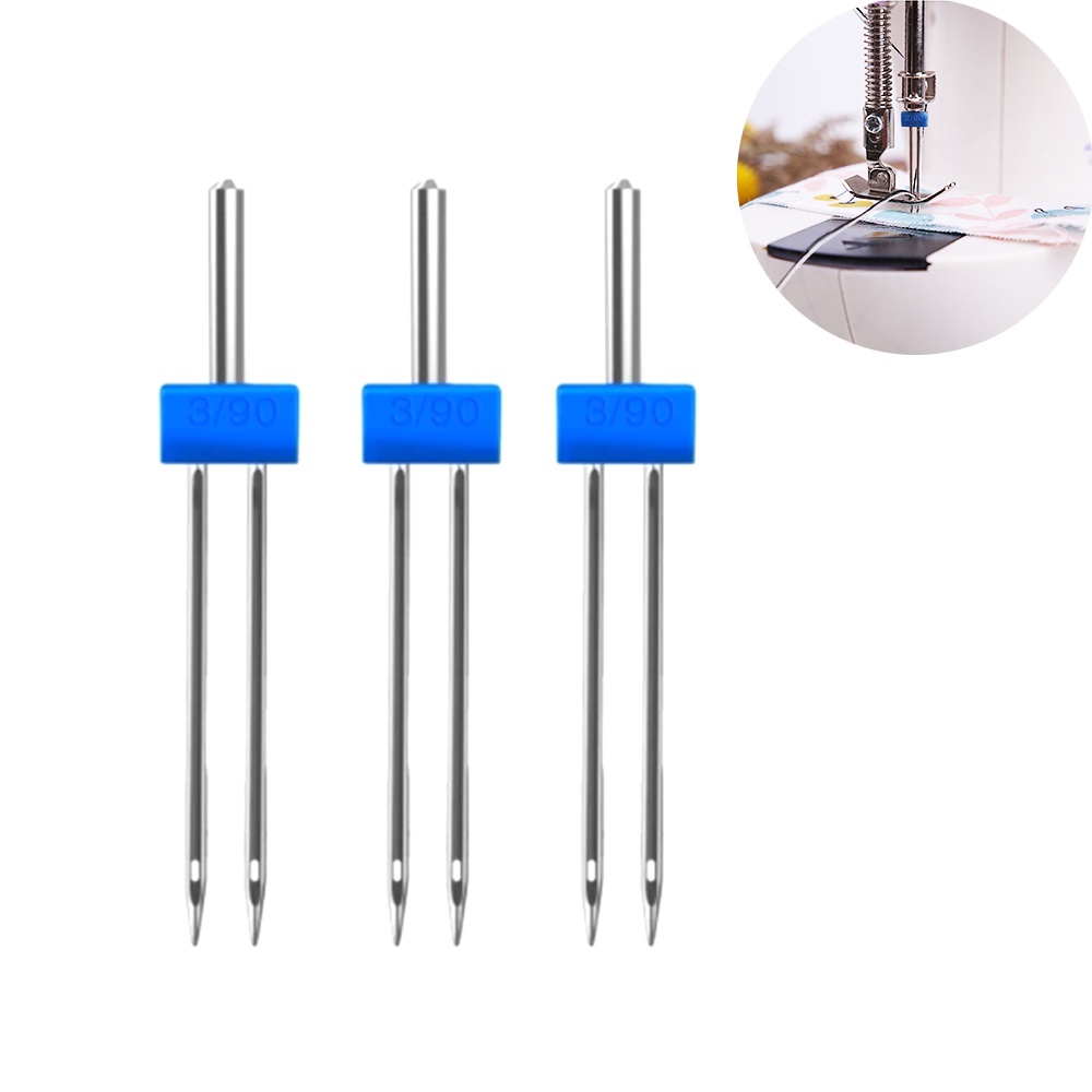 03 Agulhas Dupla 3mm No 14 Para Maquina de Costura Domestica