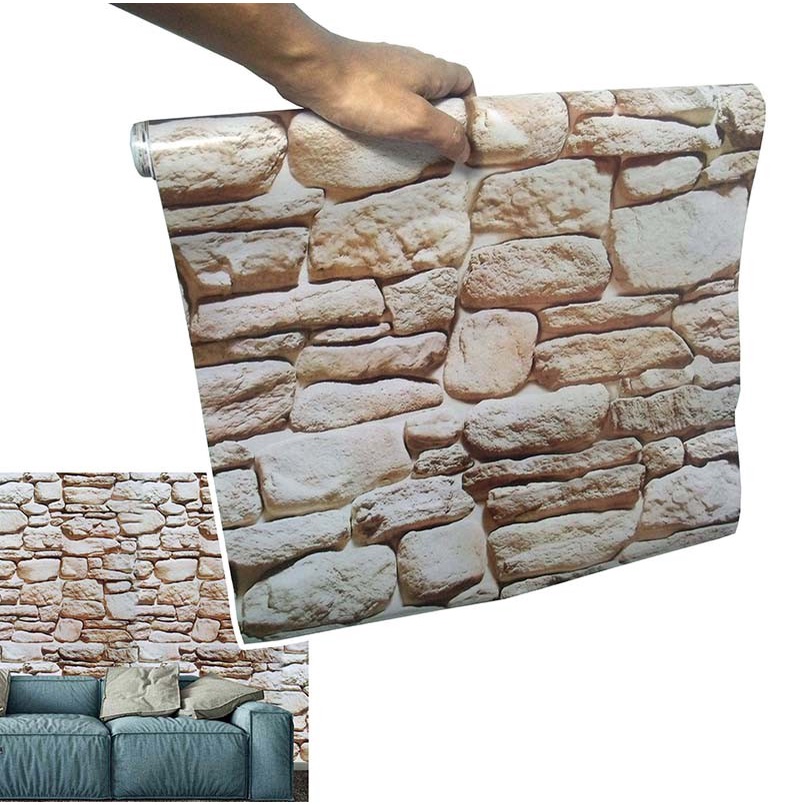 Papel De Parede Pedras Marrom Fosco Vinil Lavavel Autoadesivo