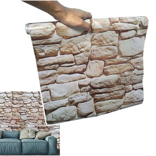 Papel De Parede Pedras Marrom Fosco Vinil Lavavel Autoadesivo