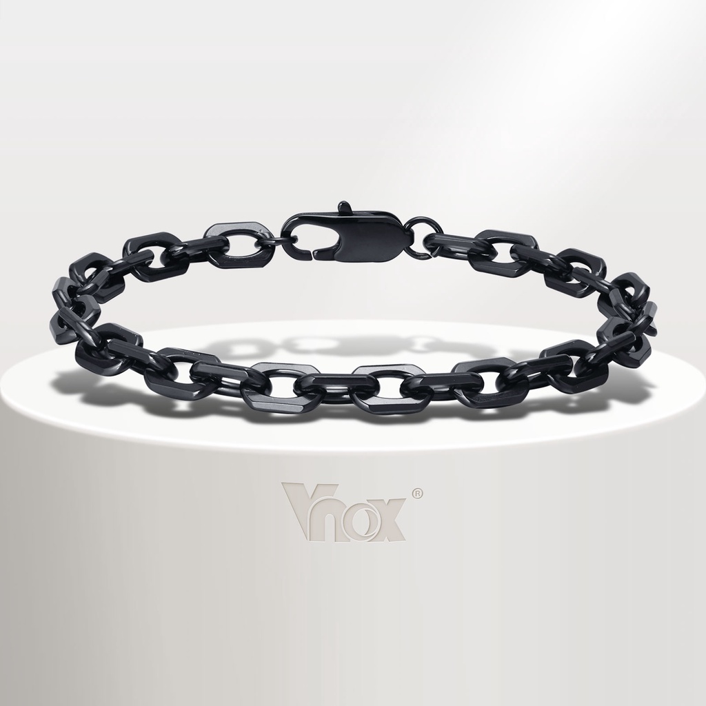 Vnox Fashion Men's Stainless Steel Crotch Chain Corrente De Aço Inoxidável Feita À Mão Pulseira Preta