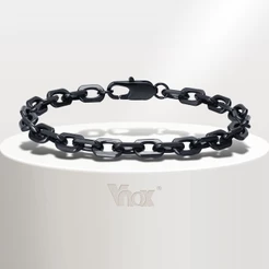 Vnox Fashion Men's Stainless Steel Crotch Chain Corrente De Aço Inoxidável Feita À Mão Pulseira Preta
