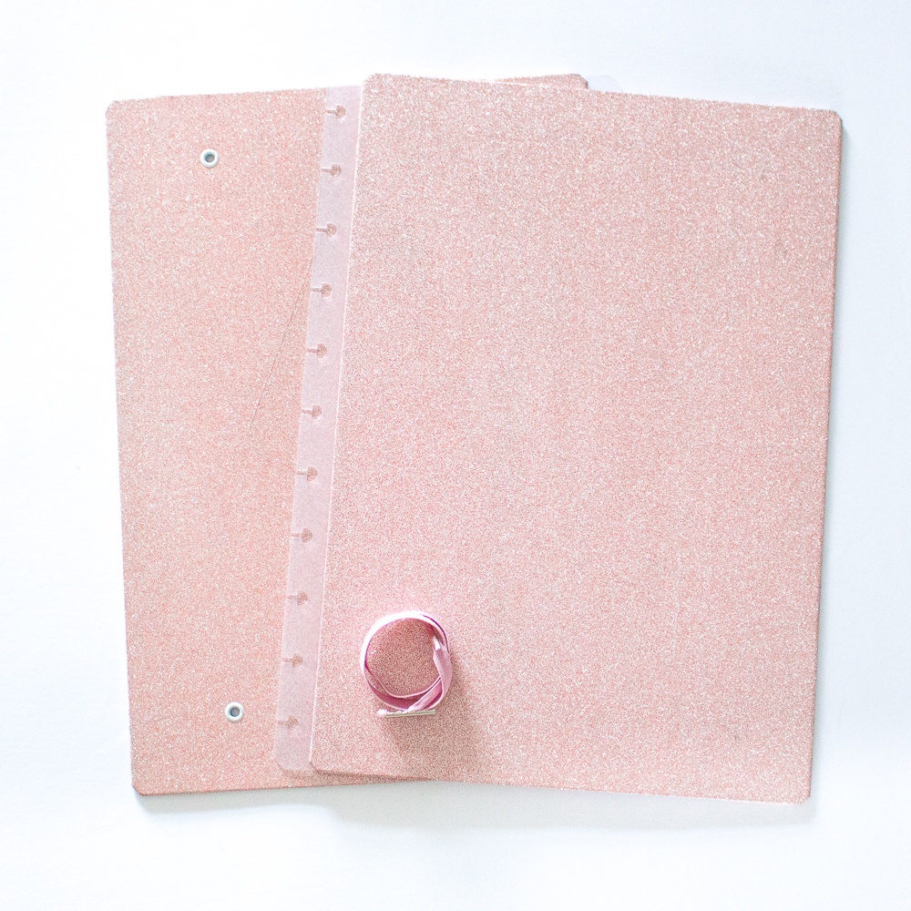 Capa dura Avulsa +elástico Glitter Rosê em Oferta na Shopee